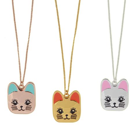 Catface Necklace Cat Necklace Cat Jewelry Gold Pendant Necklace