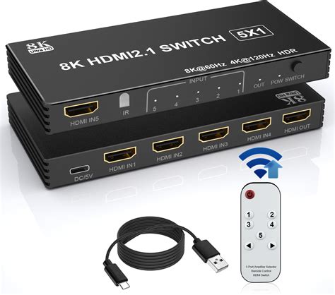 4k 120hz Hdmi Switch 8k Hdmi 21 Splitter With Remote 5