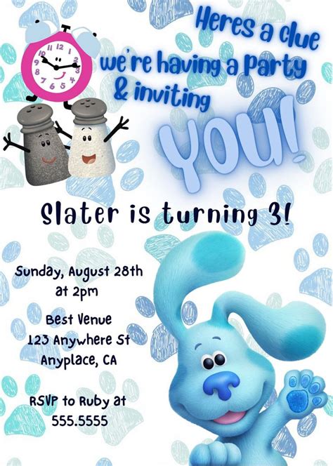 Birthday Party Invitation Blue S Clues Birthday Blue S Clues