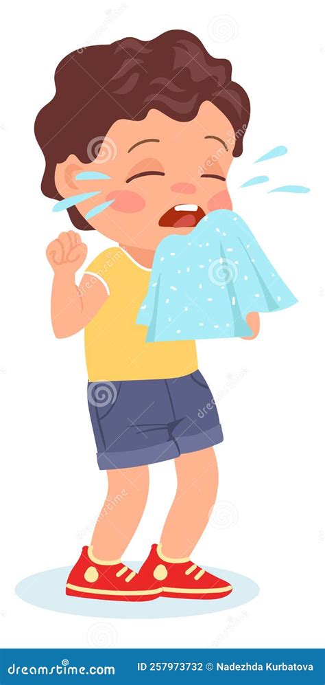 Ill Child Kids Illnesses Injuries And Ailments Sneezing Boy Blowing