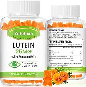 Amazon Zetelixia Lutein Gummies 25mg Eye Vitamins Lutein