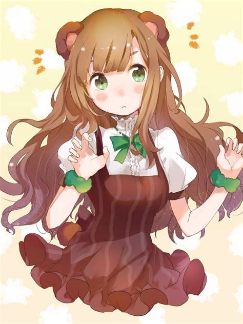 Anime Art Anime Teddy Bear Girl Bear Ears Ribbon Long Hair Moe Cute