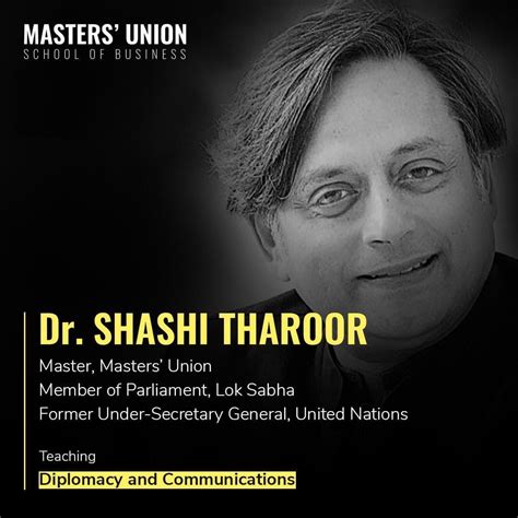 Dr Shashi Tharoor to teach at the Masters’ Union School of Business – India Education | Latest ...