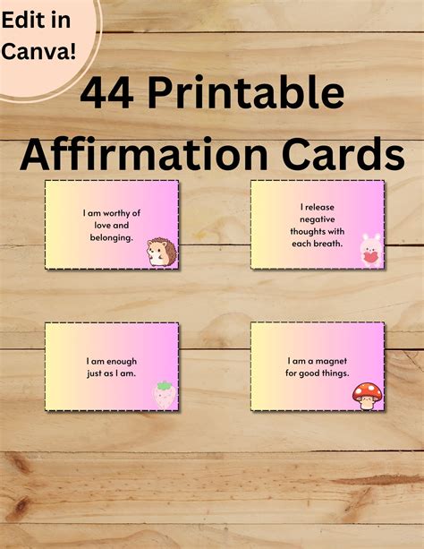 Printable Affirmation Cards Pastel 44 Printable Positive Affirmation