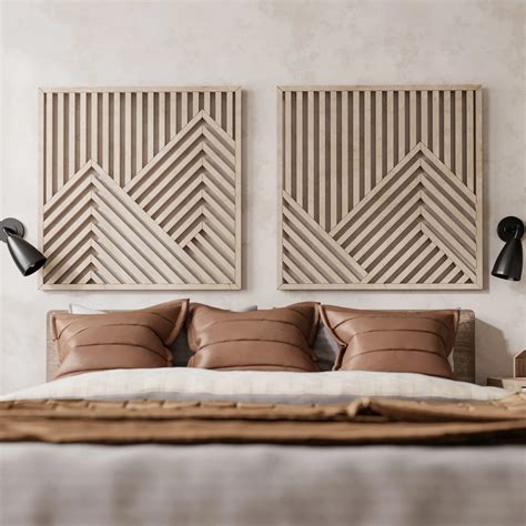 Buy Other Furniture Mountains Wooden Wall Art Set- Large Modern Wood Wall Hangings- Set of 2 ...