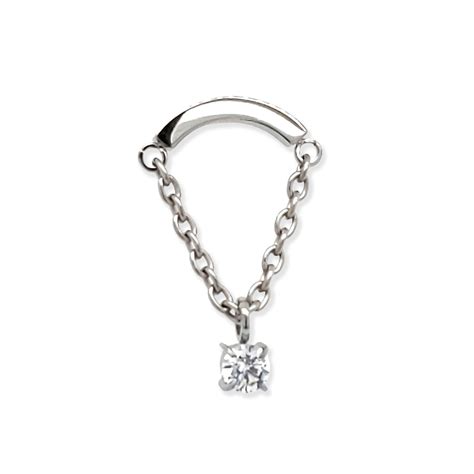 Threadless Curved Bar W Chain And Prong Set Gem End My Body Jewel