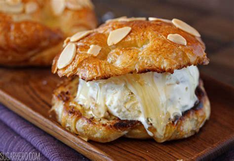 Croissant Salted Honey Ice Cream Sandwiches - SugarHero