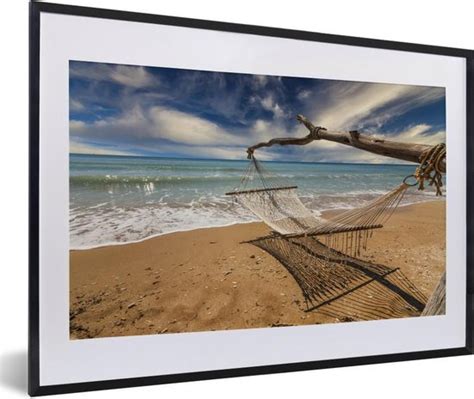 Fotolijst Incl Poster Strand Zee Hangmat 60x40 Cm