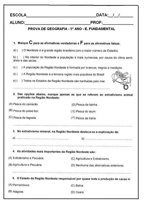 Avalia Es De Geografia Para O Ano Avalia O De Geografia