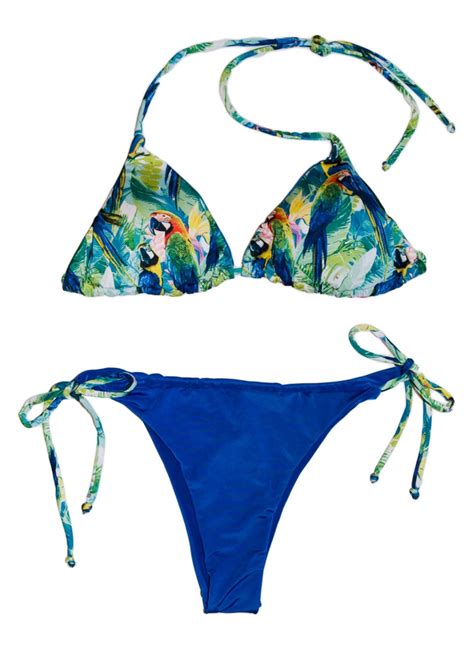 Parrots Bikini Set Triangle Top Woman Swimwear Handmade Etsy