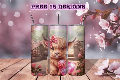 Valentine Baby Highland Cow Tumbler PNG4 Graphic By TityDesign