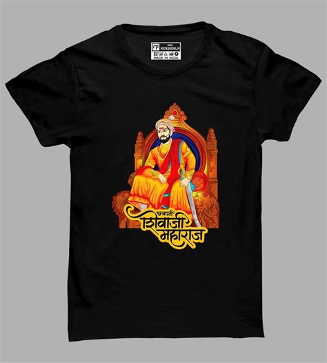 Round Chhatrapati Shivaji Maharaj Black Unisex T Shirt Half Sleeves