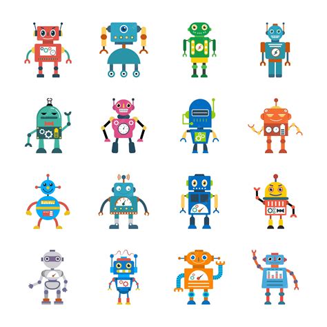 Premium Vector Robot Technology Flat Icons