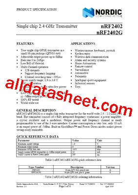 NRF2402GDatasheet(PDF) - List of Unclassifed Manufacturers