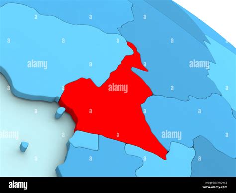 Cameroon In Red On Blue Globe Stock Photo Alamy