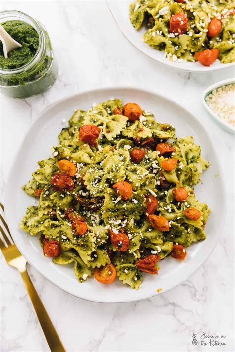 20 Minute Vegan Pesto Pasta Jessica In The Kitchen