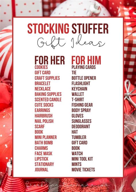 Stocking Stuffer Ideas For Him And For Her Free Printable