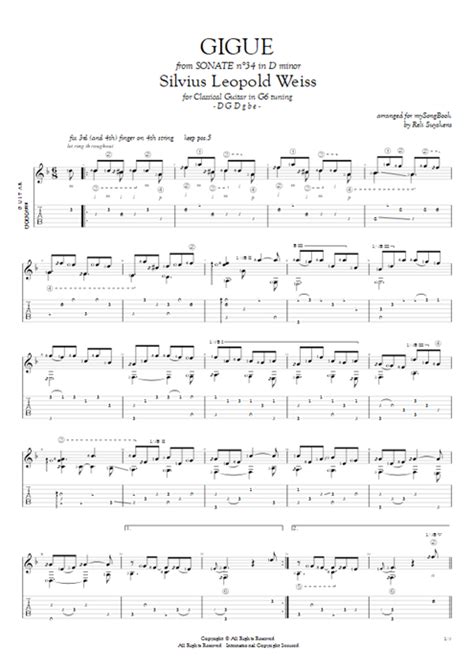 Tablature Sonate N In D Moll Gigue De Silvius Leopold Weiss Guitar