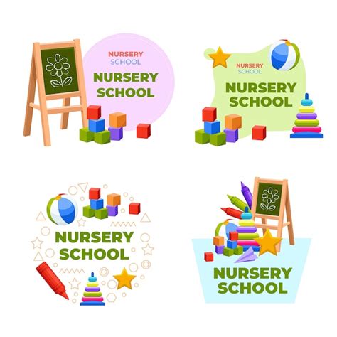 Ensemble Détiquettes Décole Maternelle Dessinées à La Main Vecteur