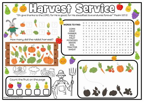 Free Printable Harvest Handout Trueway Kids