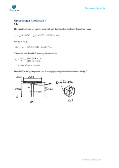 Oplossingen H 7 Volledige Uitwerkingen Hibbeler Sterkteleer