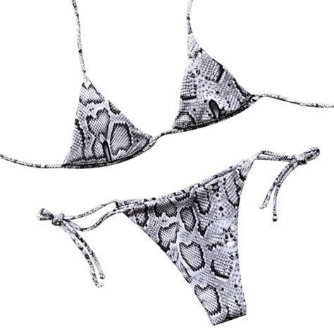 Snake Cheetah Print Brazilian String Bikini Two Piece Set Sexy Swimsuit Tie Side EBay