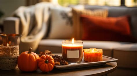 Cozy fall vibes. pumpkin spice and candles 29802268 Stock Photo at Vecteezy