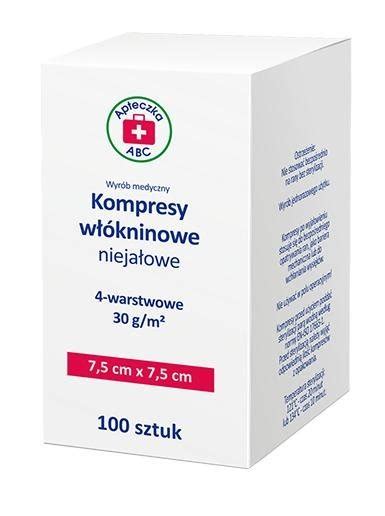 Kompresy włókninowe niejałowe 4 warstwowe 7 5 x 7 5 cm x 100 szt