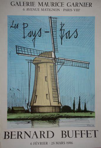 The Netherlands The Windmill Lithograph By Bernard Buffet 1986 For Sale At Pamono