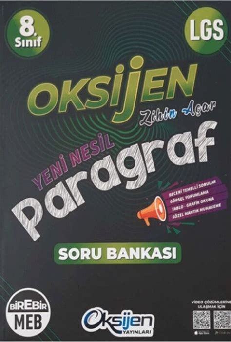 Oksijen Yayınları 8 Sınf LGS Paragraf Oksijen Soru Bankası Kitapİşler