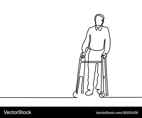 Old Man Using A Walking Frame Royalty Free Vector Image