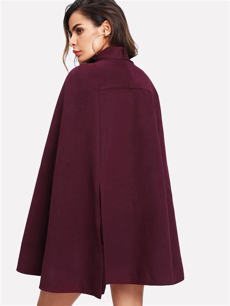 Slit Back Tied Front Cape Coat Emmacloth Women Fast Fashion Online