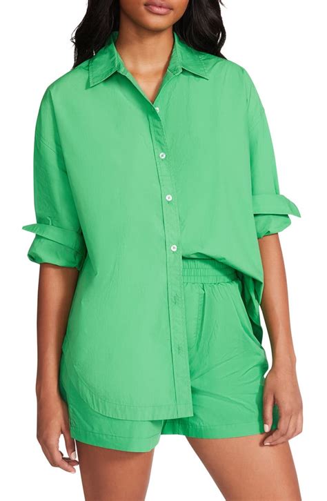 Steve Madden Poppy Oversize Cotton Button Up Shirt Nordstrom