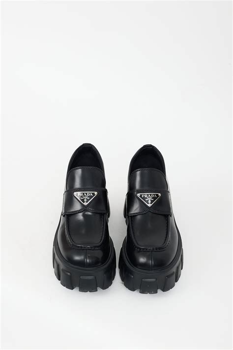 Prada Black Monolith Platform Logo Loafer Vsp Consignment