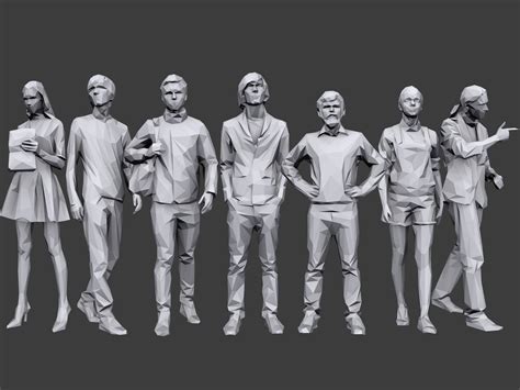 3d Model Complete Lowpoly People Pack Vr Ar Low Poly Cgtrader