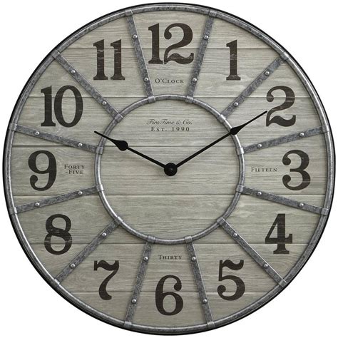 Firstime Co Cooper Wall Clock Gray Galvanized B Rx Lnml