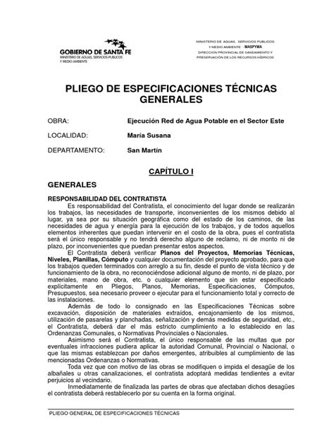 Pdf Agua Potable Pliego De Especificaciones Tecnicas Dokumen Tips