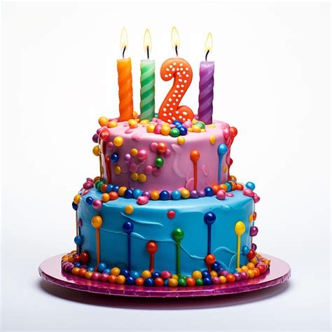 Premium Ai Image Colorful Birthday Cake With Sprinkles And Candles