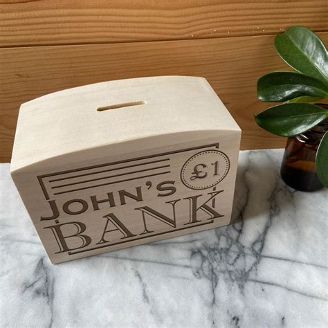 Personalised Childrens Money Box Bank Design Wood Always Personal