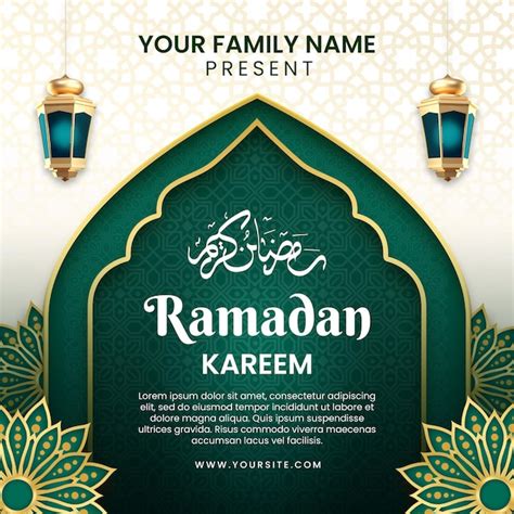 Une Affiche Pour Le Ramadan Kareem Avec Un Fond Vert Et Un Texte Dor