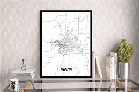 Moscow Idaho Printable Map City Map Art Moscow ID Wall Art | Etsy