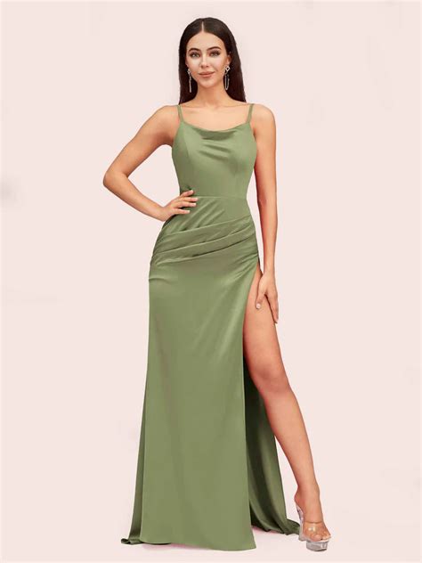 Satin Dusty Sage Prom Dresses Free Custom Size Cetims