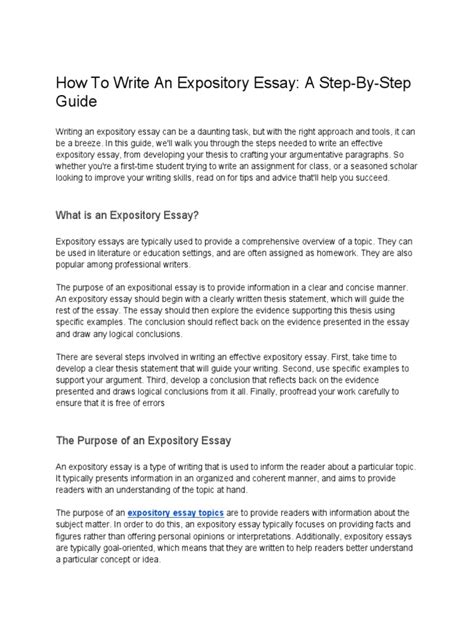 How To Write An Expository Essay A Step By Step Guide Download Free