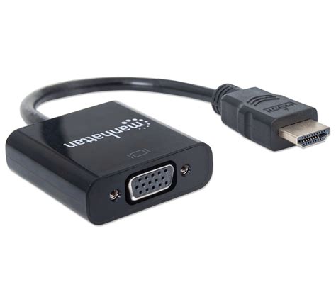 CONVERTIDOR MANHATTAN HDMI A VGA HDMI MACHO A VGA HEMBRA COLOR NEGRO