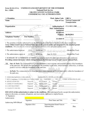 Fillable Online Nps Form 10 114 Tuweep Commercial Use Authorization