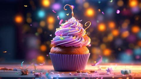 Premium AI Image | A colorful cupcake with a rainbow sprinkles on it