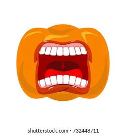 Emoticon Screams Open Mouth Teeth Crazy Stock Vector Royalty Free