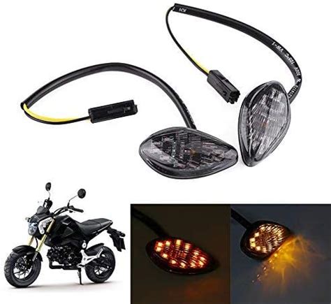 Pair Motorcycle Amber Led Turn Signals Light Kit Eye Shape Flush