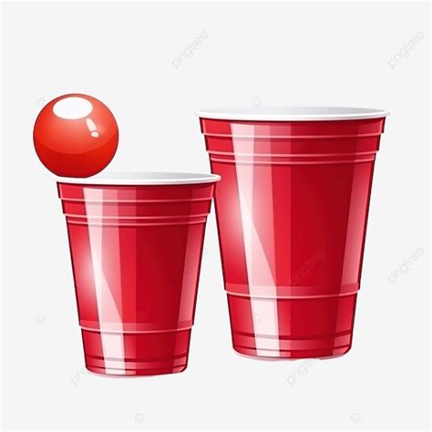 Red Beer Pong Illustration Plastic Cup And Ball Traditional Party