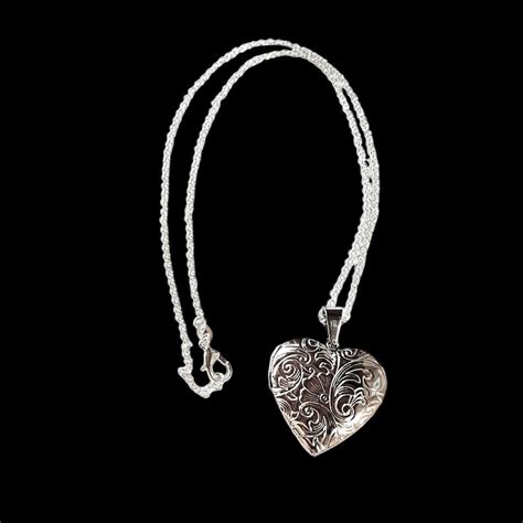 Silver Heart Locket On Chain Classic Silver Heart Locket Etsy